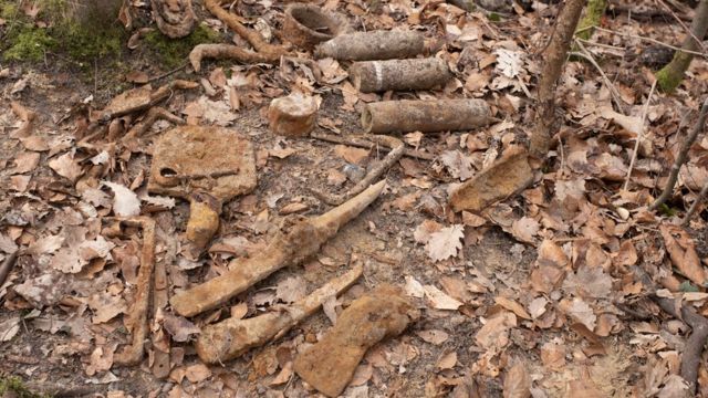 Some of the debris uncovered by looters at the site