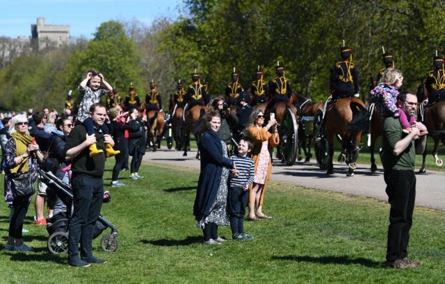 People on The Long Walk at Windsor Castle ahead of The funeral of Prince Philip
