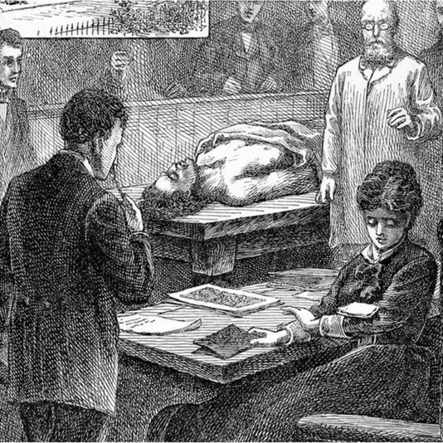 1847 کے بنائے گئے ایک خاکہ میں بلیک ویل اپنے ایک ساتھی طالب علم کا ایک نوٹ پڑھتے ہوئے