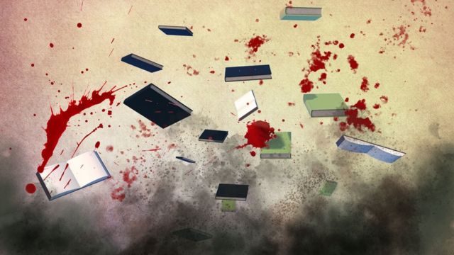 کابل یونیورسٹی پر حملے کا آرٹسٹک خاکہ