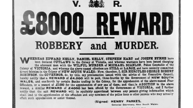 نیڈ کیلی گینگ کو پکڑنے کے لیے انعام کا اشتہار