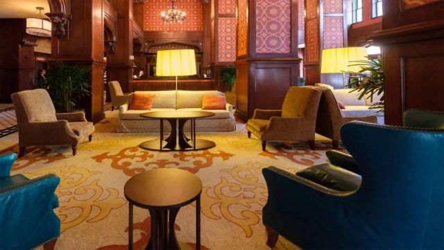 The outline of a tall figure seated on the hotel's chairs appeared on the Ghost Hunting Tools screen