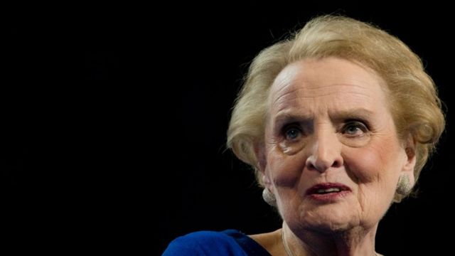 Former Secretary of State Madeleine Albright addresses the Democratic National Convention in Philadelphia in 2016