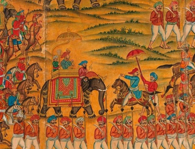 ٹیپو سلطان ہاتھی پر سوار اپنے فوجیوں کو کمانڈ کرتے نظر آتے ہیں