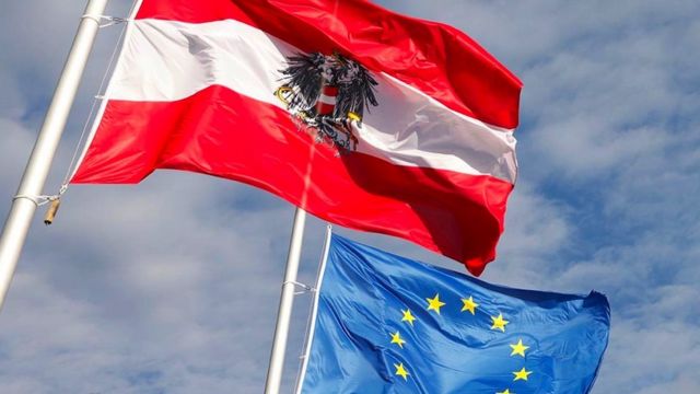 Austrian and EU flags