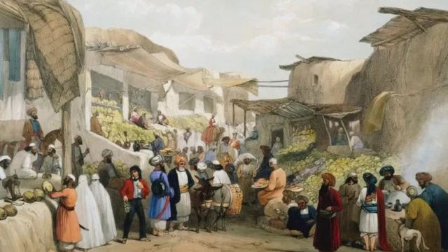 1838، کابل کے ایک بازار کا منظر