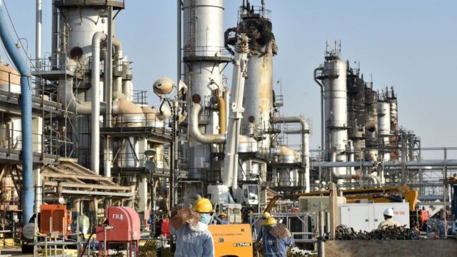 Planta de la empresa Aramco en Abqaiq.