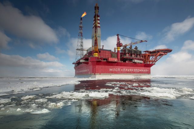 A Russian oil rig in the Arctic