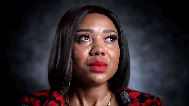 Jessica Kaimu, crying, in BBC studio interview 